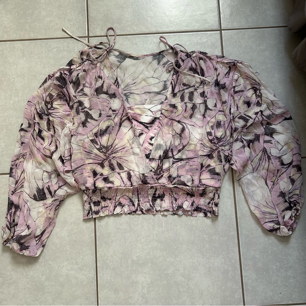 Anthropologie Sheer Peasant Top - Picture 4 of 13